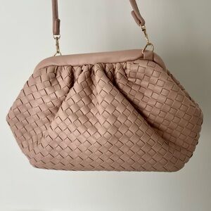 Urban expressions woven purse clutch crossbody‎ bag vegan leather blush pink